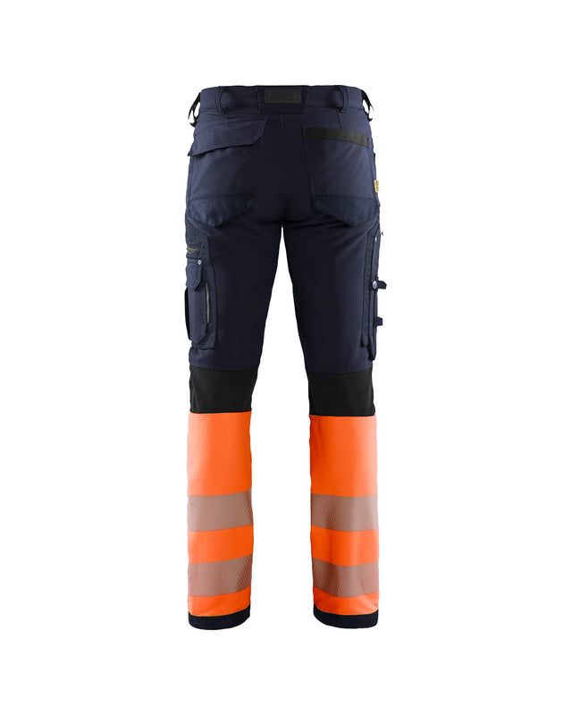 Hi-Vis 4-way-stretch trousers Navy blue/Orange (8953)