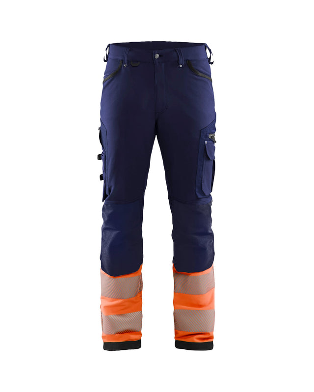Hi-Vis 4-way-stretch trousers Navy blue/Orange (8953)