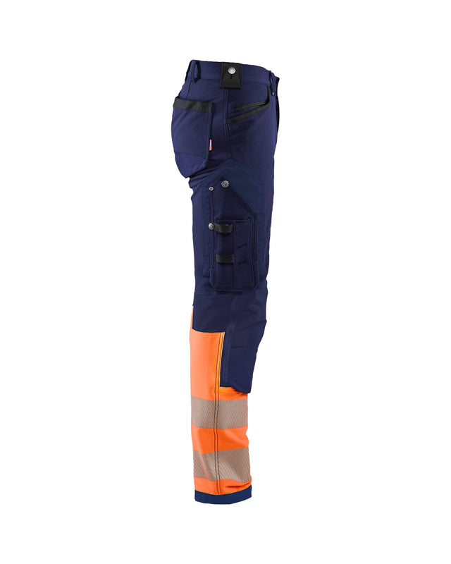 Hi-Vis 4-way-stretch trousers Navy blue/Orange (8953)
