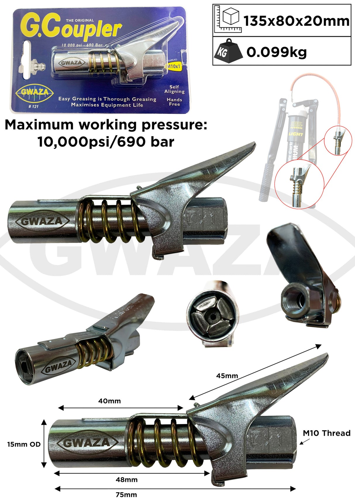 Grease Gun G Coupler M10 x 1