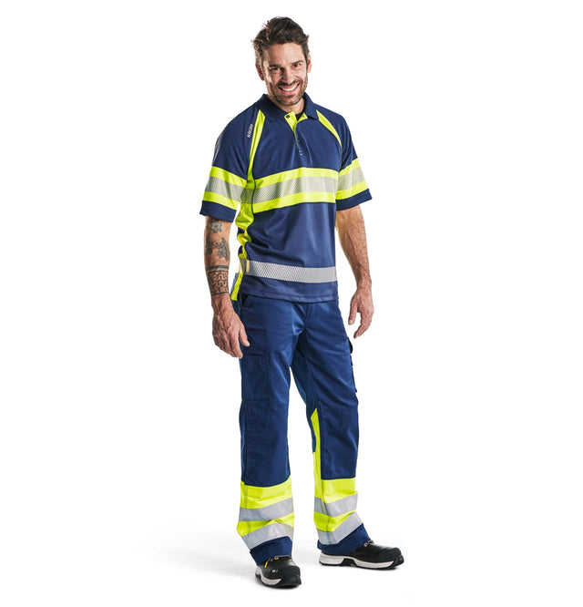 Hi-Vis Polo Shirt with UV-protection Navy blue/Hi-vis yellow (8933)