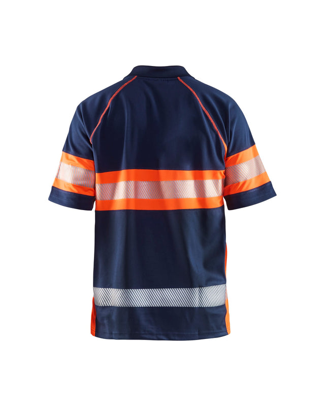 Hi-Vis Polo Shirt with UV-protection Navy blue/Orange (8953)