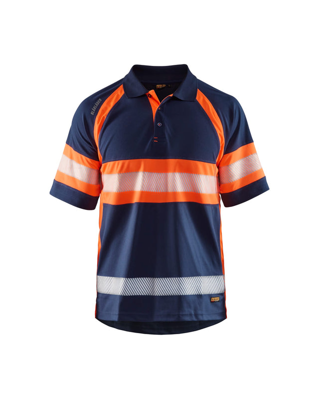 Hi-Vis Polo Shirt with UV-protection Navy blue/Orange (8953)