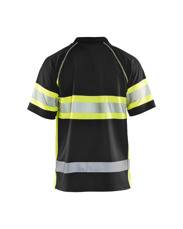 Hi-Vis Polo Shirt with UV-protection Black/Hi-vis yellow (9933)