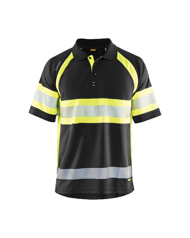 Hi-Vis Polo Shirt with UV-protection Black/Hi-vis yellow (9933)