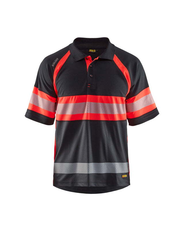 Hi-Vis Polo Shirt with UV-protection Black/Red hi-vis (9955)