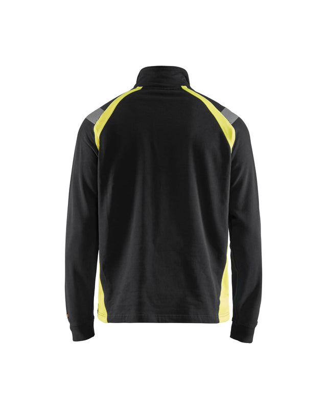 Sweatshirt with half zip Black/Hi-vis yellow (9933)