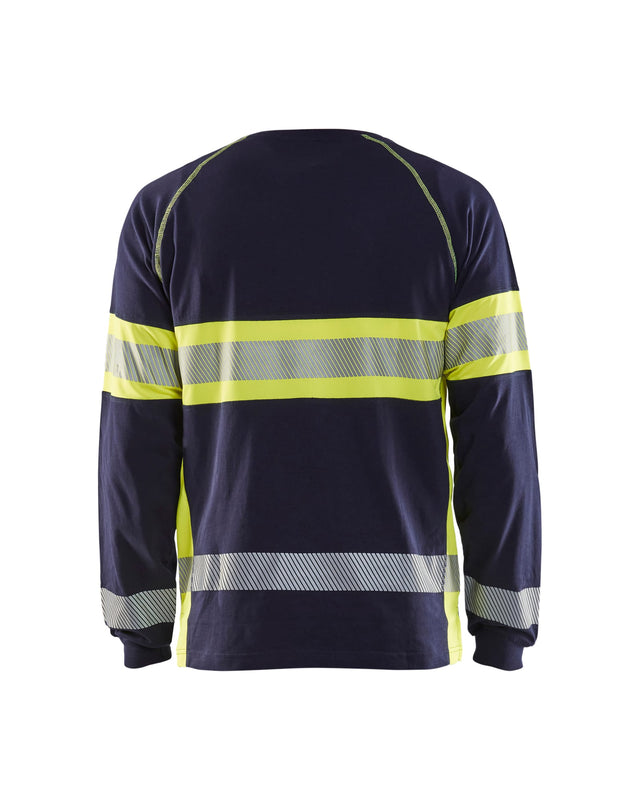 Hi-Vis Long Sleeved T-shirt Navy Blue/Hi-vis yellow (8833)