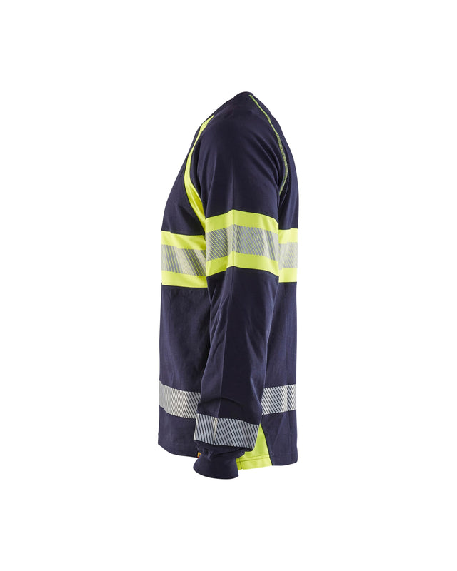Hi-Vis Long Sleeved T-shirt Navy Blue/Hi-vis yellow (8833)