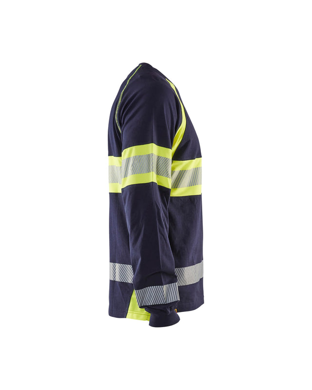 Hi-Vis Long Sleeved T-shirt Navy Blue/Hi-vis yellow (8833)