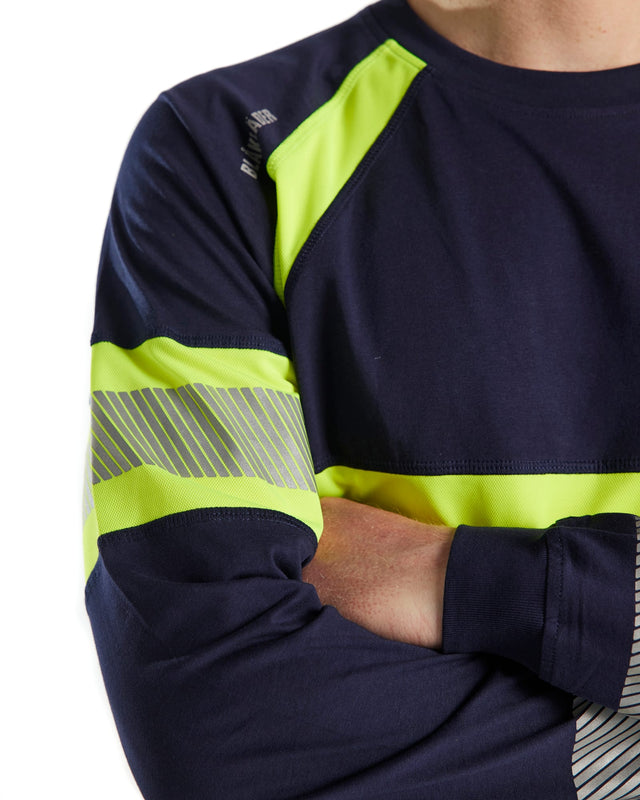 Hi-Vis Long Sleeved T-shirt Navy Blue/Hi-vis yellow (8833)