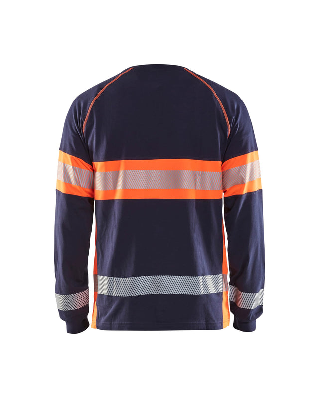 Hi-Vis Long Sleeved T-shirt Navy Blue/Orange (8853)