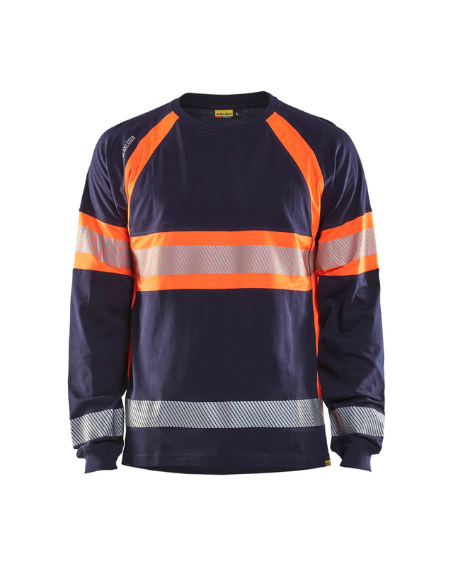 Hi-Vis Long Sleeved T-shirt Navy Blue/Orange (8853)