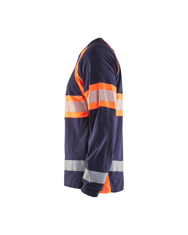 Hi-Vis Long Sleeved T-shirt Navy Blue/Orange (8853)