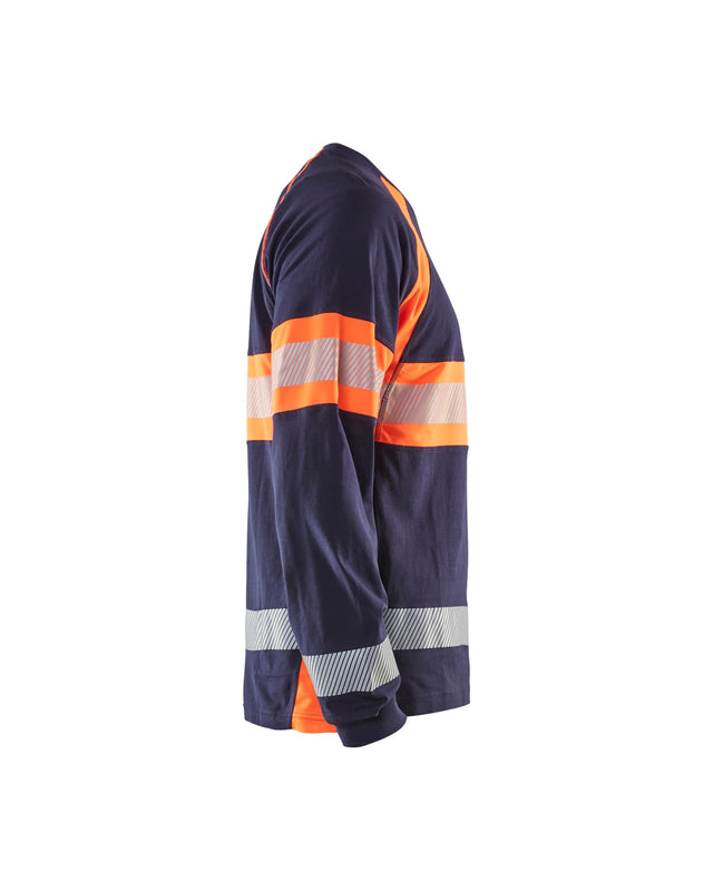 Hi-Vis Long Sleeved T-shirt Navy Blue/Orange (8853)