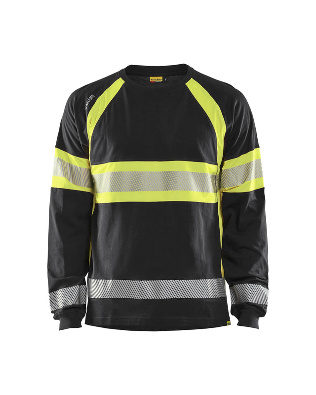 Hi-Vis Long Sleeved T-shirt Black/Hi-vis yellow (9933)