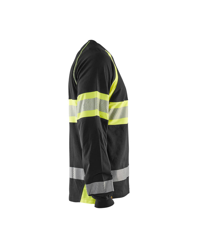 Hi-Vis Long Sleeved T-shirt Black/Hi-vis yellow (9933)