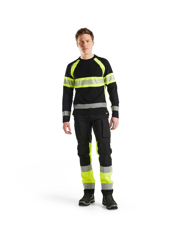 Hi-Vis Long Sleeved T-shirt Black/Hi-vis yellow (9933)