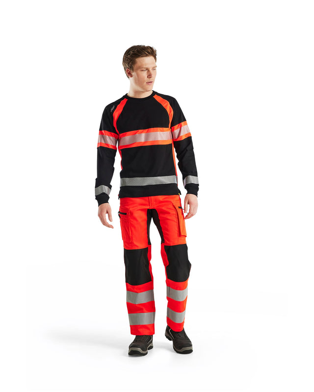 Hi-Vis Long Sleeved T-shirt Black/Red hi-vis (9955)