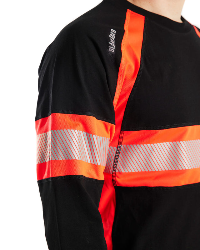Hi-Vis Long Sleeved T-shirt Black/Red hi-vis (9955)