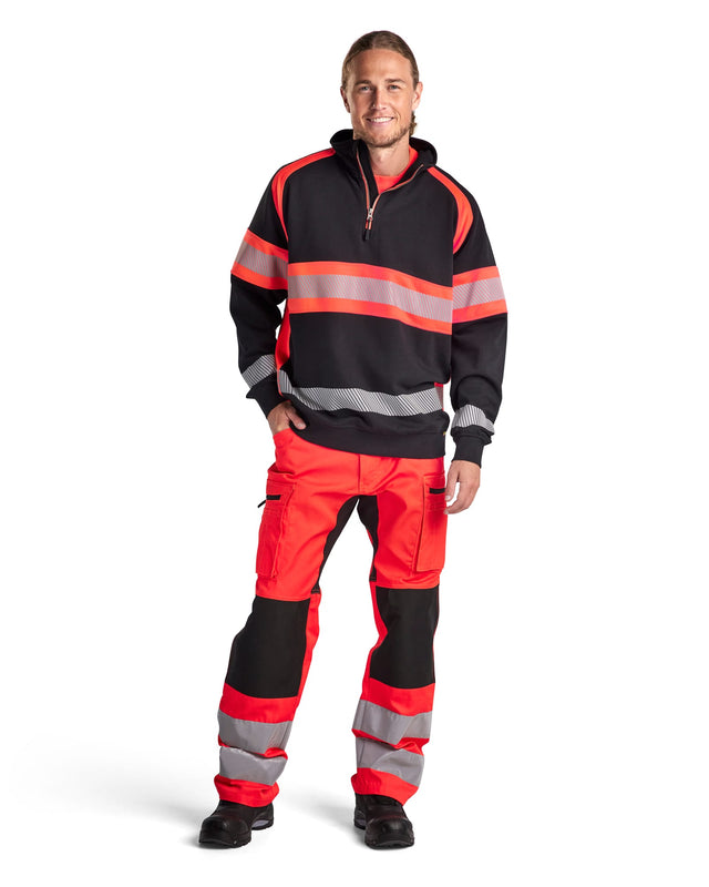 Hi-Vis Sweater Black/Red hi-vis (9955)