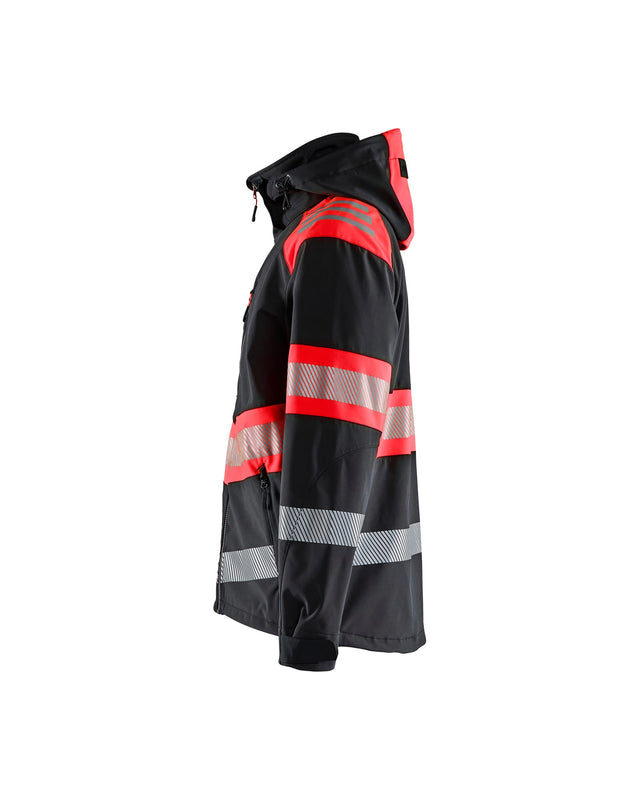 Hi-Vis Softshell Jacket Black/Red hi-vis (9955)