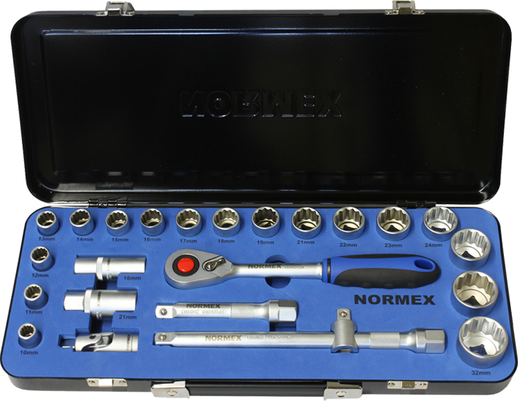 NORMEX PROFESSIONAL SOCKET SET 1/2"DR 24 PEICE 12 POINT