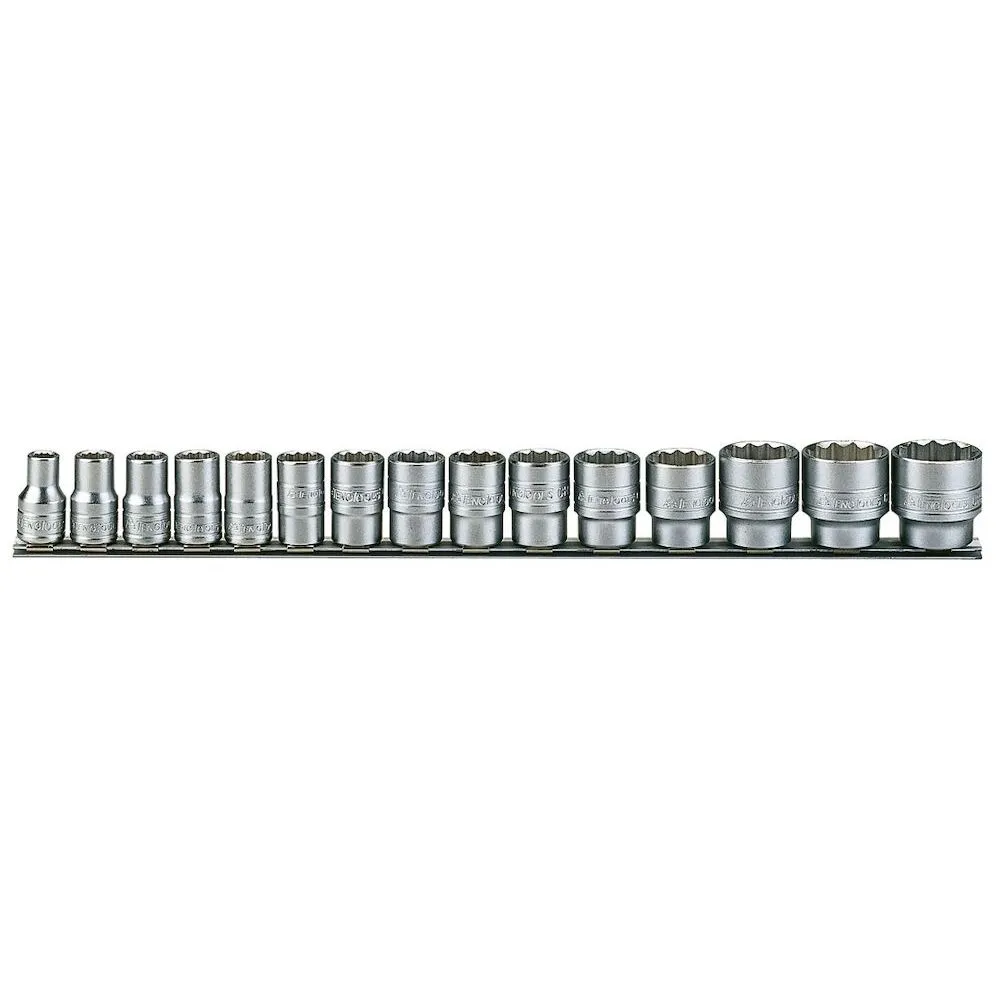 Teng Tools 1/2" Socket Clip Rail Set 12 Pt 15 Pieces - M1215MM