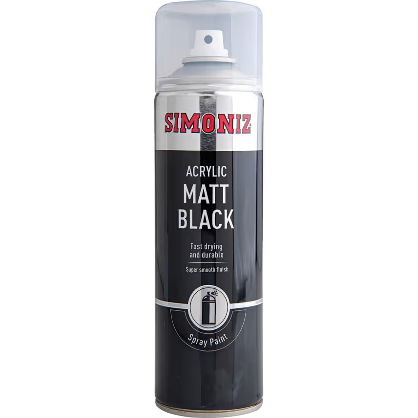 SIMONIZ MATT BLACK SPRAY PAINT, 500ml CAN - SIMP17D