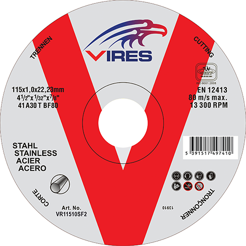 Vires S/S2 Cutting Disc 115mm x 1.0mm 25 PER PACK