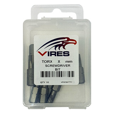 Vires T30 25mm Screwdriver Bit Set 10pce - VRSDBITT3025