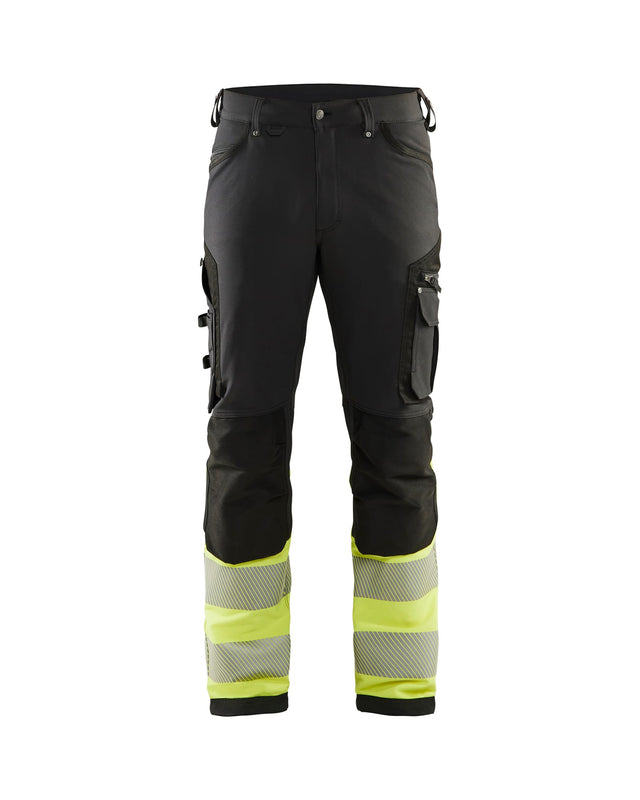 Hi-Vis 4-way-stretch trousers  Black/Hi-vis yellow (9933)