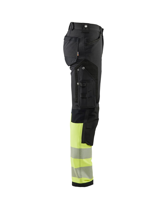 Hi-Vis 4-way-stretch trousers  Black/Hi-vis yellow (9933)