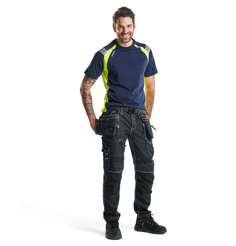 T-shirt Navy Blue/Hi-vis yellow (8833)