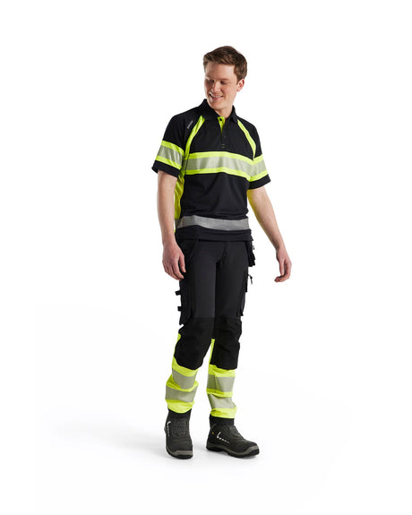 Hi-Vis Polo Shirt with UV-protection Black/Hi-vis yellow (9933)