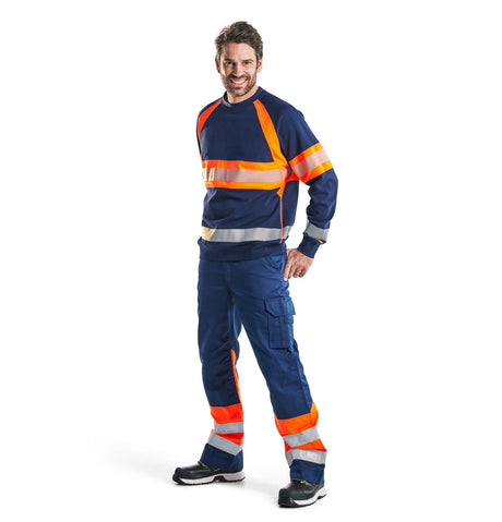 Hi-Vis Sweater Navy blue/Orange (8953)