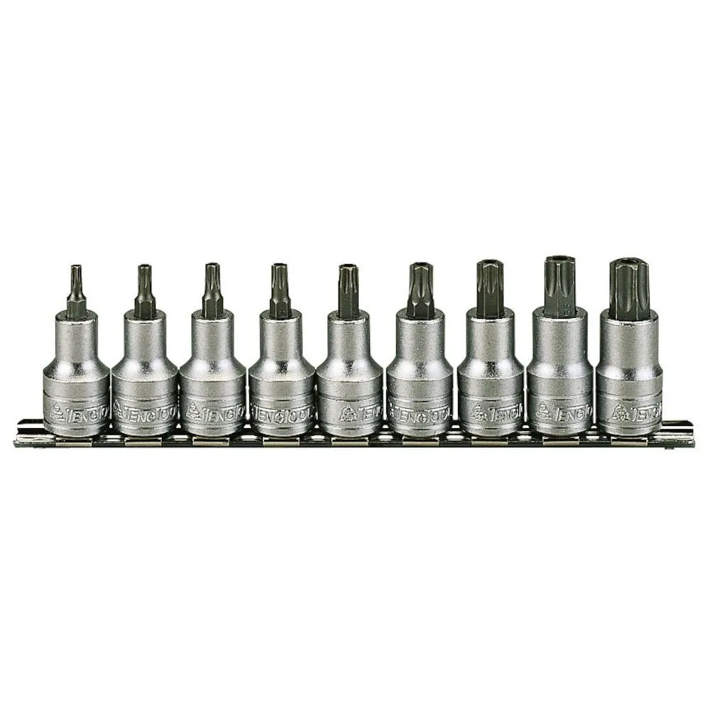 Teng Tools 1/2" Tx Bit Socket Clip Rail Set, 9 Pieces - M1213TX