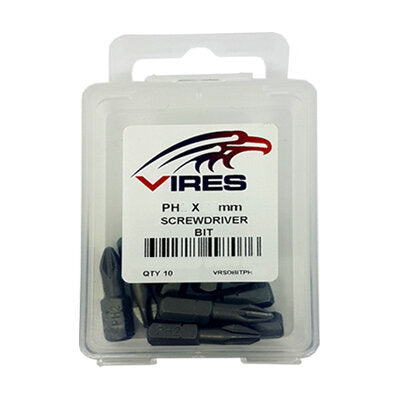 Vires PH2 25mm Screwdriver Bit Set 10pce - VRSDBITPH225