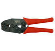 Crimping tool with red handles on a black background