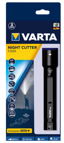 Varta F30R Night Cutter Rechargeable Torch - VTF30R